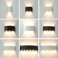 Décoration extérieure murale porche de jardin lumière aluminium étanche Ip65 2w 4w 6w haut et bas lampe murale LED