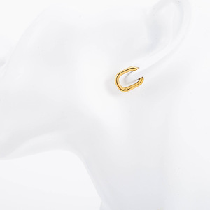 Huggie Earrings Geometric Square <b>Titanium</b> Steel Gold Plated For Men And Women Fashion Jewelry Earrings - Product Image 3