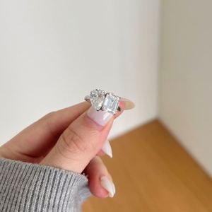 Bague de Fiançailles et de Promesse Dylam au Design Classique en Argent Sterling 925 avec Double D et Pierres Moissanite VVS1 pour Femme - Product Image 3
