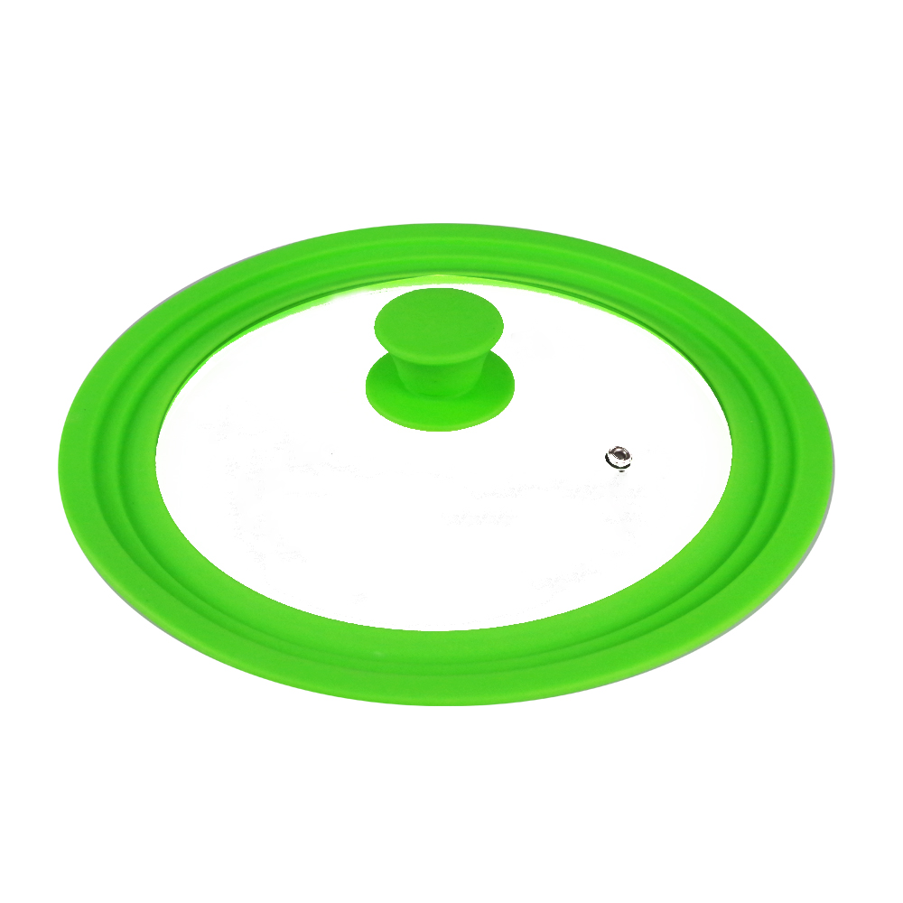 Безопасная для микроволновой печи Зеленая прозрачная крышка из закаленного стекла с паровым отверстием