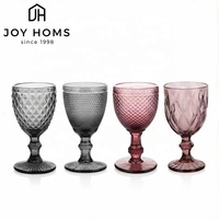 Coupe à vin vintage en verre couleur unie, fabriquée à la machine, gobelet personnalisé gaufré, verrerie rétro européenne, pour mariage et fête