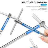 Kunci Allen Hex RIDERACE untuk Sepeda, Set Peralatan Perbaikan Sepeda dengan Gagang T, Ukuran 2/2.5/3/4/5/6/8/10mm, Baja CRV, Kunci Hexagon Dalam