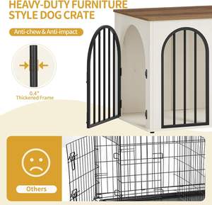 Ahşap Köpek Kafesi Mobilyası, Küçük/Orta Boy Köpekler İçin İç Mekan Köpek Kafesi, Ağır Hizmet Tipi Köpek Kafesleri Dekoratif Evcil Hayvan Evi Yan Sehpa - Product Image 2