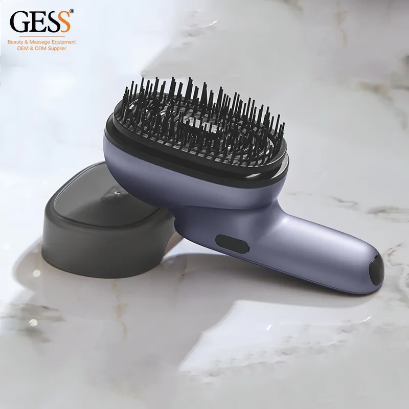 Pente elétrico profissional para cachos e alisadores de cabelo, escova modeladora de cabelo turmalina Gess, pente para ondulação