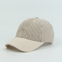 Topi Kasual Harian Olahraga Unisex Logo Kustom 6 Panel Topi Baseball Bergaris Katun Tanpa Struktur Topi Outdoor