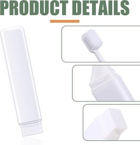 Brosse à dents de voyage miniature 2-en-1 jetable avec logo personnalisé, dentifrice intégré, poils souples, pour avion et hôtel - Product Image 3