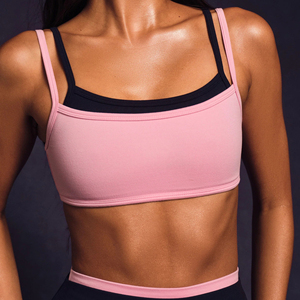Conjunto de Top y Shorts de Doble Capa con Bloques de Color, Personalizado, de Secado Rápido, Soporte Medio-Alto, Cintura Elástica en Cuatro Direcciones, con Sujetador Incorporado - Product Image 3