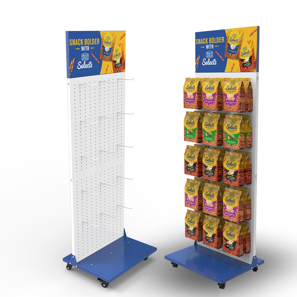 Apache Customized Double-Sided Metal Modern Durable Display Stand Pegboard Display Rack Hanging Box Display for Retail Shops — view 1