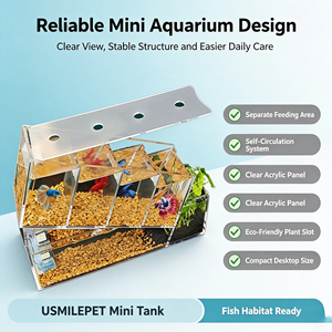 USMILEPET Aquarium Carré en Plastique Écologique 8L 220V avec Système de Circulation Automatique, Zone d'Alimentation Séparée, Design Attrayant pour la Nourriture - Product Image 5