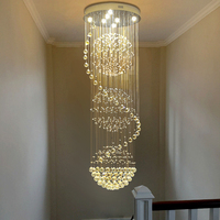 Lustre suspendu en cristal de luxe moderne Loft Duplex Escalier Lustre à cordon suspendu