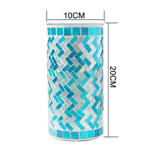 Vase en verre mosaïque bleu méditerranéen pour la décoration de la maison Vase à fleurs de 20cm de haut - Product Image 4