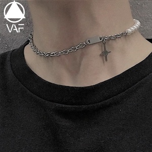 VAF 43 + 5เซนติเมตรมุกลูกปัดข้ามจี้สร้อยคอผู้ชายสแตนเลส - Product Image 1