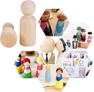Peg en bois poupée ensemble personnes inachevées peinture <span class=keywords><strong>grande</strong></span> famille peint bricolage artisanat bébé jouets figurines mariage fête d'anniversaire décoration - Product Image 3