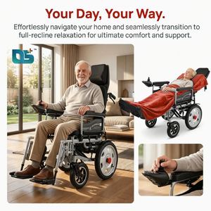 Fauteuils roulants électriques pliants légers à dossier haut, confortables et adaptés aux personnes âgées et handicapées, pour l'extérieur - Product Image 3