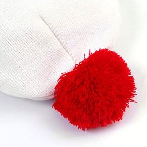 Custom Logo Winter Fold Over Cuffed Knit <b>Hat</b> Red White Pom Beanie for Holiday Promotions - Product Image 4