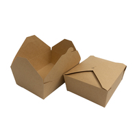 Boîte alimentaire rectangulaire en papier kraft écologique jetable avec revêtement UV, anti-fuite et compatible micro-ondes pour sushis et nouilles à emporter