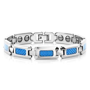 CHENG JEWELERS vente en gros de carbure de tungstène et de céramique noire incrustation de bracelets en <span class=keywords><strong>opale</strong></span> bleue pour hommes hautement polis - Product Image 3