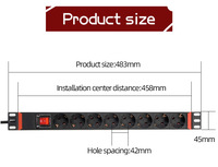 Multiprise 19 pouces pour armoire, prise C14 UPS, 8 voies IEC, 2m, 1U - Personnalisation métallique, fabrication en Chine