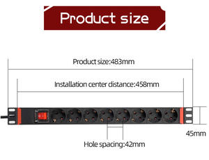 Güç Şeridi 19 İnç Kabin <span class=keywords><strong>UPS</strong></span> C14 Fiş IEC 8 Yollu 2m 1U- Metal Özelleştirme İşleme - Product Image 3