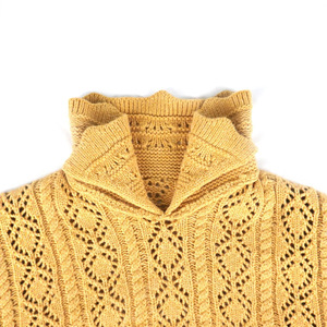 <span class=keywords><strong>Pull</strong></span> en tricot ajouré à revers, fabriqué en usine ; <span class=keywords><strong>Pull</strong></span> court à manches longues en fibre acrylique <span class=keywords><strong>jaune</strong></span>, style vintage dessin animé, personnalisé pour femme ; OEM - Product Image 3