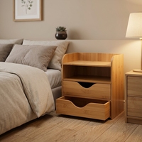Organisateur de bureau en bambou avec boîte, support de rangement rectangulaire pour dossiers, pour la maison - Bois naturel personnalisable