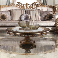 Ensemble de salon de style baroque sculpté à la main, canapé et fauteuil rembourrés sur mesure avec table basse de luxe