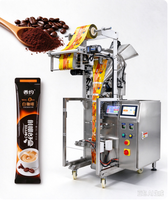 Machine automatique multi-voies pour l'emballage de sachets de café en poudre, avec scellage quatre côtés, utilisée pour les boîtes en carton de forme variée.