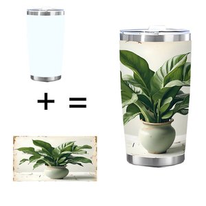 Vaso Natural de 20 oz en Tonos Tierra con Laterales Plateados - Product Image 1