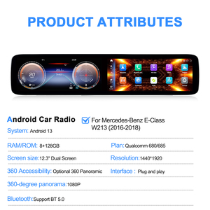 Mise à niveau de l'écran Android Navihua pour Mercedes Benz Classe E W213 2016-2018, double écran LCD <span class=keywords><strong>GPS</strong></span> 12,3 pouces, tableau de bord - Product Image 6