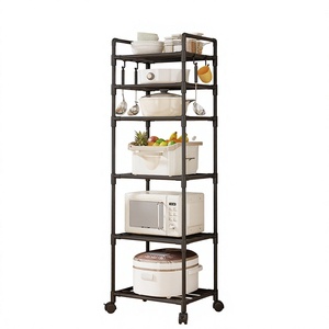 Étagères de rangement de cuisine multi-niveaux, organisateur de micro-ondes, étagères mobiles du sol au plafond, organisateur de casseroles - Product Image 1