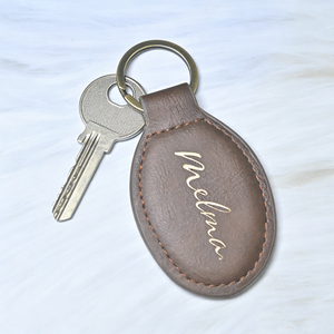 Porte-clés personnalisé en cuir véritable vintage avec mousqueton en acier inoxydable, style dessin animé, pour la maison et la voiture, souvenir nostalgique - Product Image 1