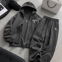 Sweat-shirt zippé à coupe ample avec capuche et pantalon à taille élastique en molleton de coton chaud pour l'entraînement, le jogging et le fitness