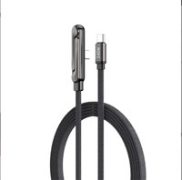 Kabel Pengisian Daya Super Cepat 240W Dual Type-C 90 °   Penyangga Ponsel Lipat dengan Dudukan Pengisi Daya Berbahan Nilon Kepang