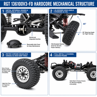 RGT 136100V3-FD CRUISER RC-4 1/10 Vintage Bronco RC Rock Crawler 4WD avec essieu métallique intégré pour ESC, camion RTR, chargeur