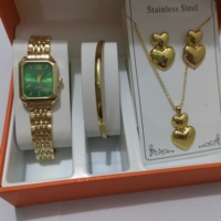 5 Buah Jam Tangan Kuarsa Berlian Imitasi Persegi Panjang Elegan Wanita Set Perhiasan Jam Tangan Wanita Modis Hadiah Jam Anak Perempuan Reloj Mujer