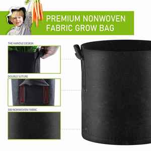 Muestras Gratis, Paquete de 5 Bolsas de Cultivo de Fieltro de 5, 7, 10, 15, 25, 30 y 100 Galones, Macetas de Tela Gruesa de 300g con Asas - Product Image 4