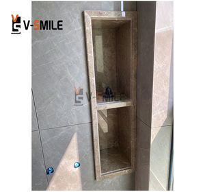 Niche de douche en marbre gris naturel personnalisé Étagères de salle de bain Niche de douche en pierre Design - Product Image 3