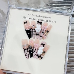 Uñas Postizas 3D Hechas a Mano, Extra Largas, Estilo Stiletto, Plateadas Cromadas, de Lujo <span class=keywords><strong>para</strong></span> Fiestas, Set de Uñas Postizas 3D Hechas a Mano - Product Image 1