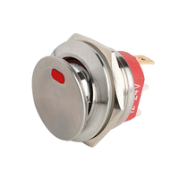 Interrupteur à bascule métallique autobloquant 22 mm 20A 12V 24V SPST étanche avec LED rouge pour montage sur panneau de commande de bateau ou tableau de bord de voiture