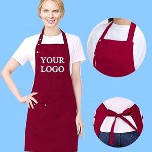 Delantal <span class=keywords><strong>de</strong></span> Cocina Ajustable Rojo con Logotipo Personalizado <span class=keywords><strong>de</strong></span> Fábrica para Mujeres y Hombres, con Tres Bolsillos, para Servidores, Artistas, Chefs y Salones <span class=keywords><strong>de</strong></span> Uñas - Product Image 1