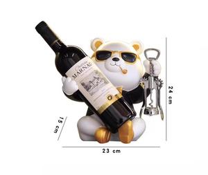 Elegante e Grazioso Porta Cavatappi a Forma di Orso in Resina Dipinta a Mano - Lussuoso Portabottiglie da Bar per Casa, Decorazione per Capodanno - Product Image 6