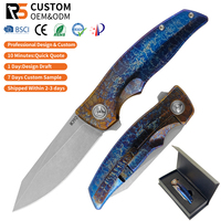 Couteau pliant tactique de poche EDC pour le camping, la randonnée et les activités de plein air, avec lame M390 personnalisée OEM, manche en alliage de titane, clip et boîte cadeau.