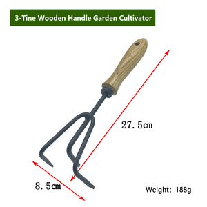 Ensemble de 4 mini-outils de <span class=keywords><strong>jardinage</strong></span> avec manche en bois - Pelle, truelle, fourche et râteau de haute qualité pour plantes en pot - Product Image 6
