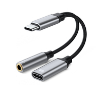 Adaptateur répartiteur audio 2-en-1 USB-C vers prise casque 3,5 mm avec DAC Hi-Fi et charge rapide PD 3.0 60W pour téléphones iOS et Android USB-C