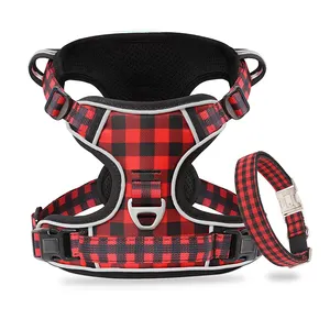 Pet Harness Custom Handle Reflective Front D Ring Clip No Pull Dog Harness For Large Dog