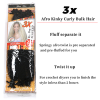 Usine Directe 3X Kanekalons Cheveux Synthétiques Pré-gonflés Printemps Afro Marley Twist à Crocheter pour Tresses Africaines
