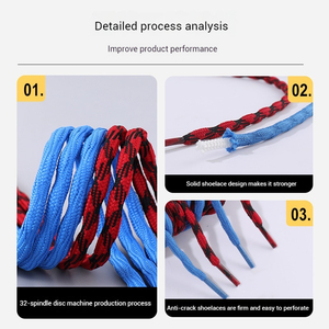 Lacets de randonnée Olian 5 mm avec double nœud sphérique, antidérapants et durables, lacets ronds robustes pour l'extérieur - Product Image 5