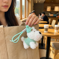 Porte-clés en peluche mignon et moelleux en forme de chien Westie - Accessoire quotidien esthétique, cadeau mignon pour ses amies