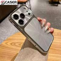 Coque de téléphone antichoc intégrale couleur unie avec motif CD laser électroplaqué et pare-chocs latéraux antidérapants pour iPhone 17/16/15