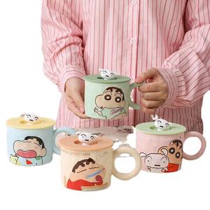 Crayon Shinchan Ceramic <b>Mug</b> 400Ml <b>With</b> <b>Lid</b> Cartoon Design For Home Kids Gift - Product Image 3